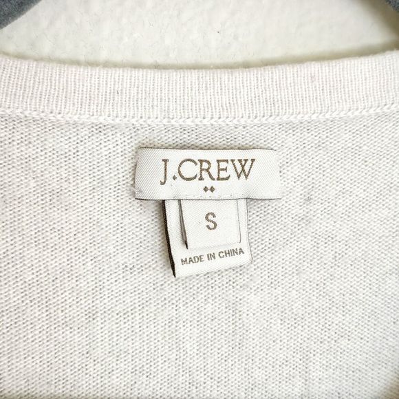 J Crew Window Pane Merino Wool Sweater Womens Size S 3/4 Sleeve White Black - Picture 3 of 5